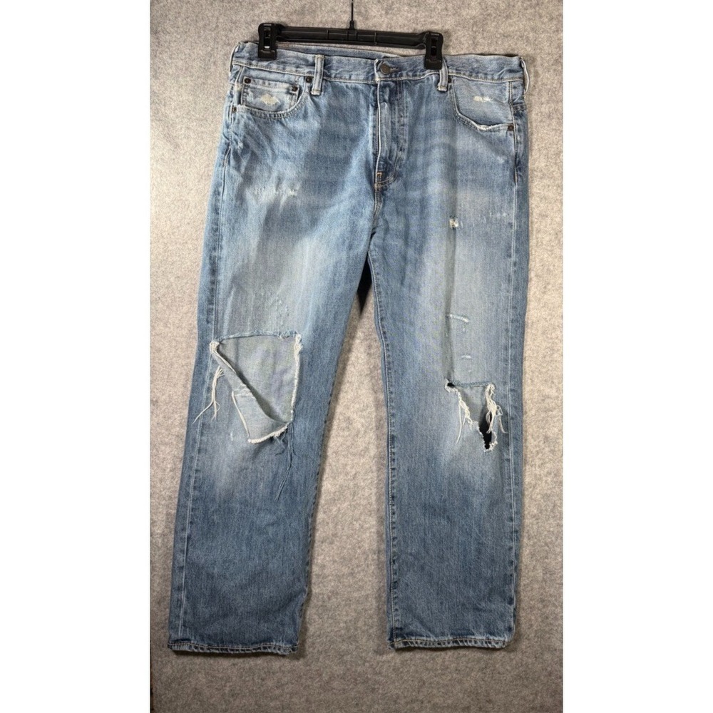 Levi's 569 Denim Jeans Men's Loose Fit Stretch Straight Distressed Blue Sz 36X30